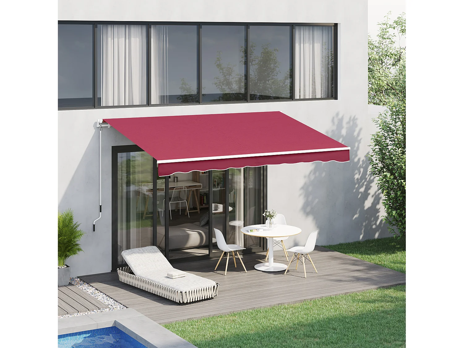 Toldo manual plegable rojo 395x245 cm Outsunny