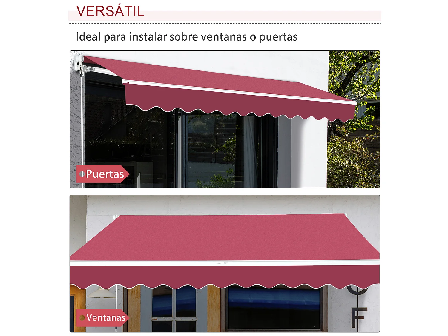 Toldo manual plegable rojo 395x245 cm Outsunny