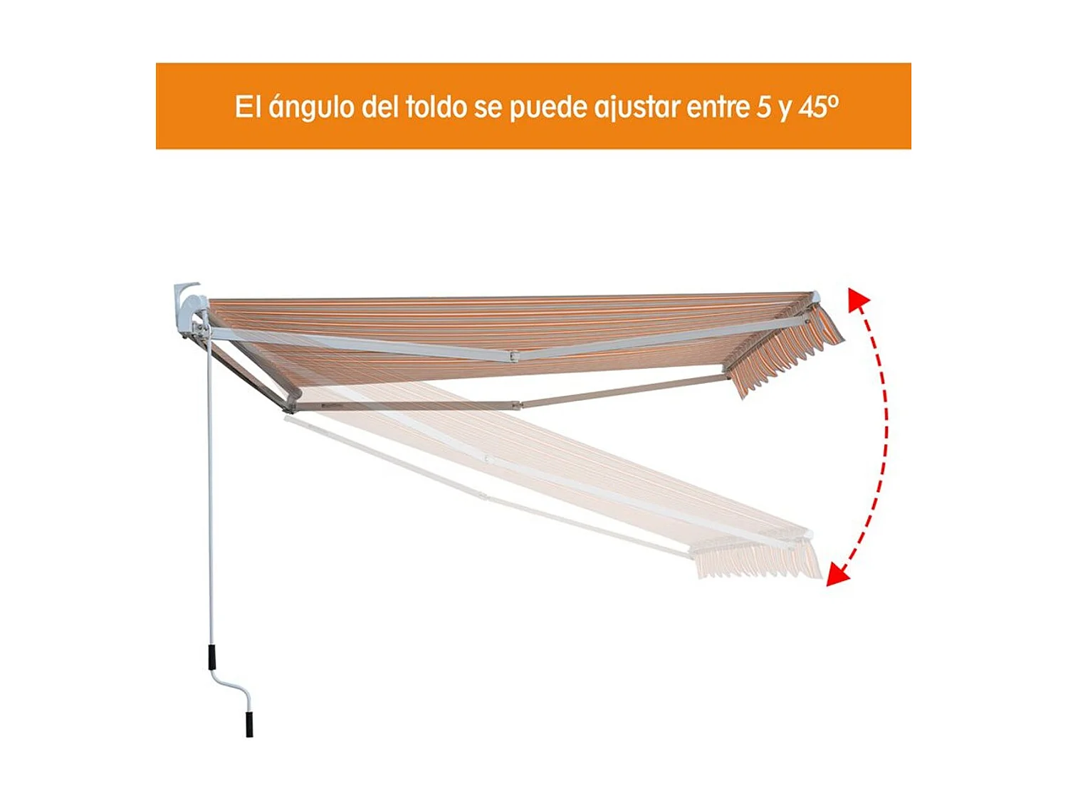 Toldo retráctil mutilcolor (naranja, blanco y beige) 300x250 cm Outsunny