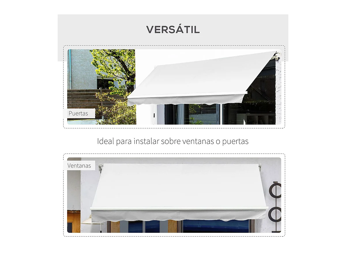 Toldo manual plegable blanco 350x250 cm Outsunny