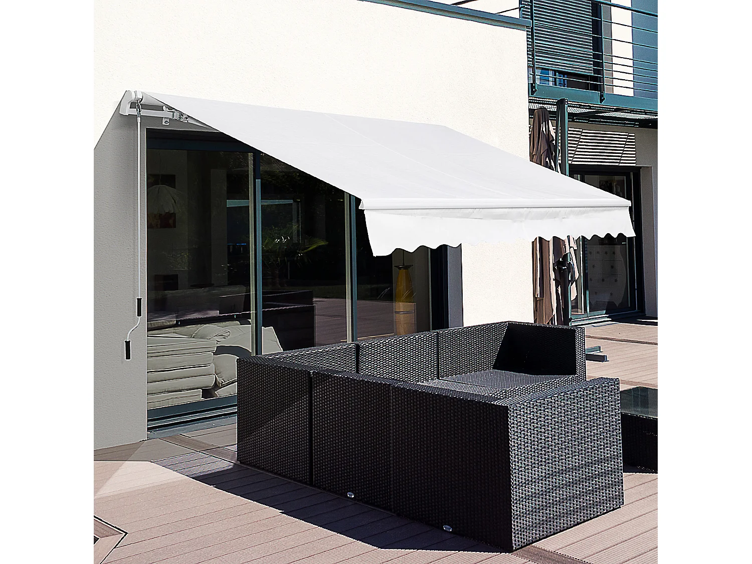 Toldo manual plegable blanco 350x250 cm Outsunny