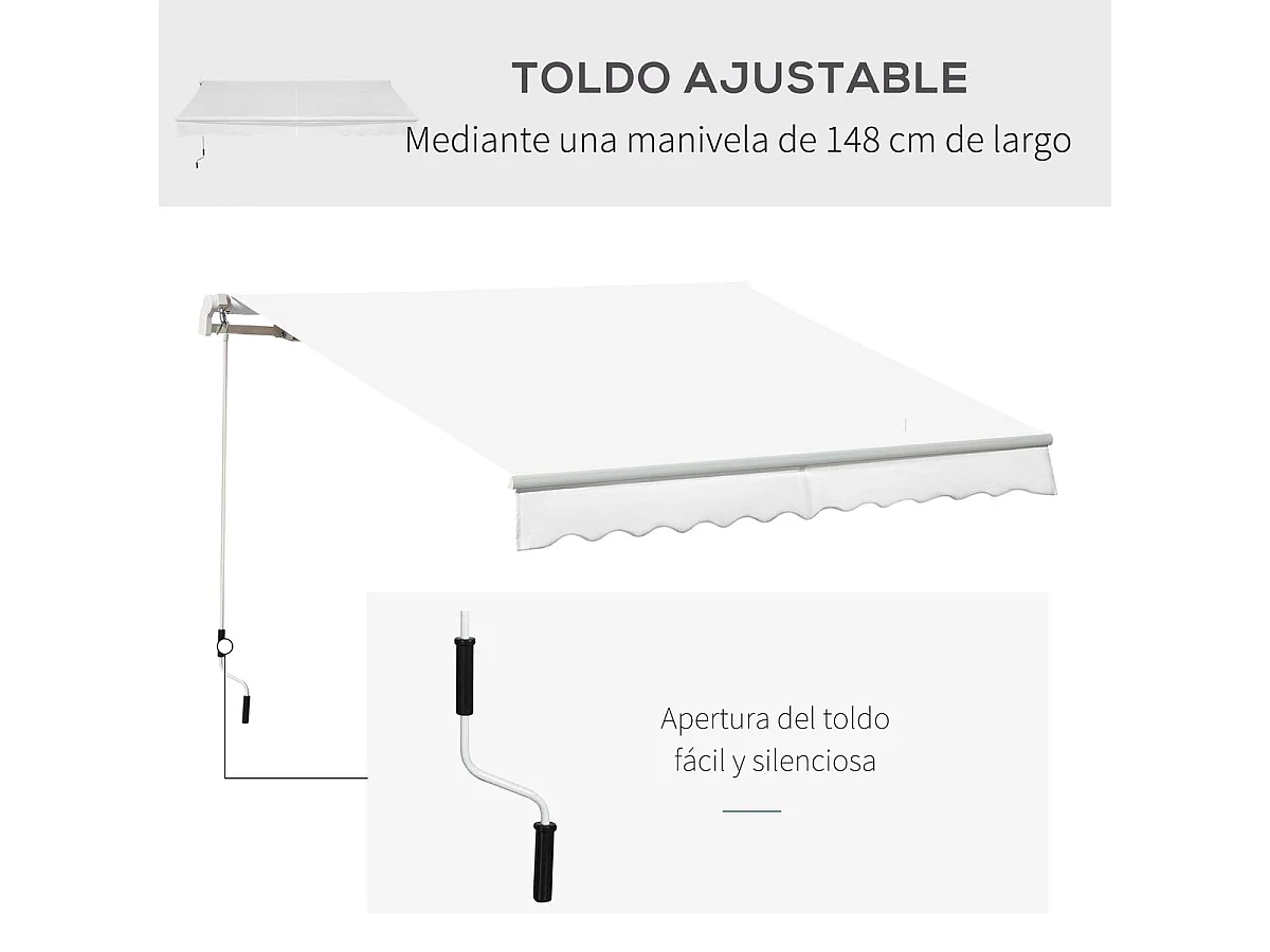 Toldo manual plegable blanco 350x250 cm Outsunny
