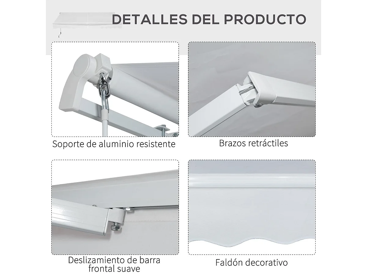Toldo manual plegable blanco 350x250 cm Outsunny