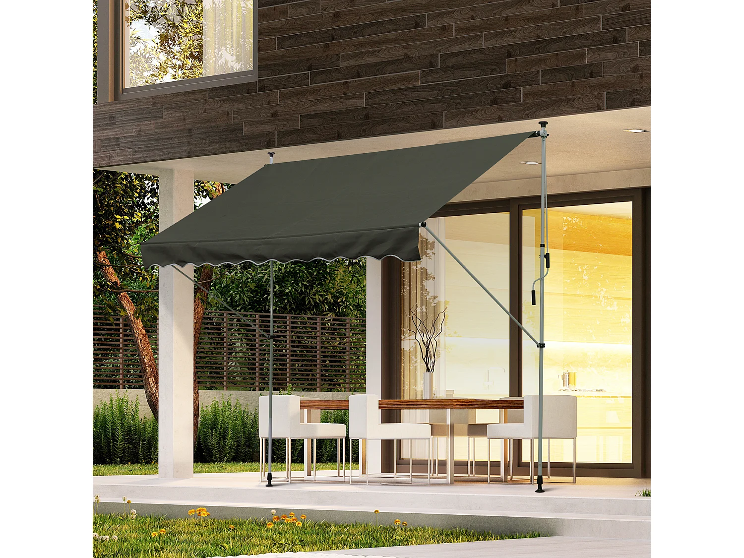 Toldo manual retráctil gris 300x150x280 cm Outsunny