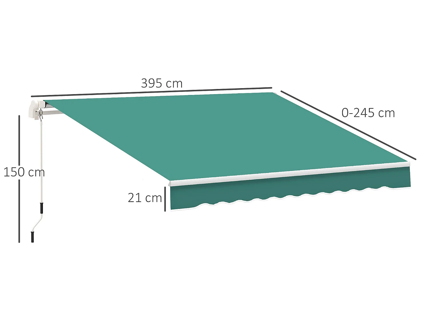 Toldo manual plegable verde 395x245 cm Outsunny