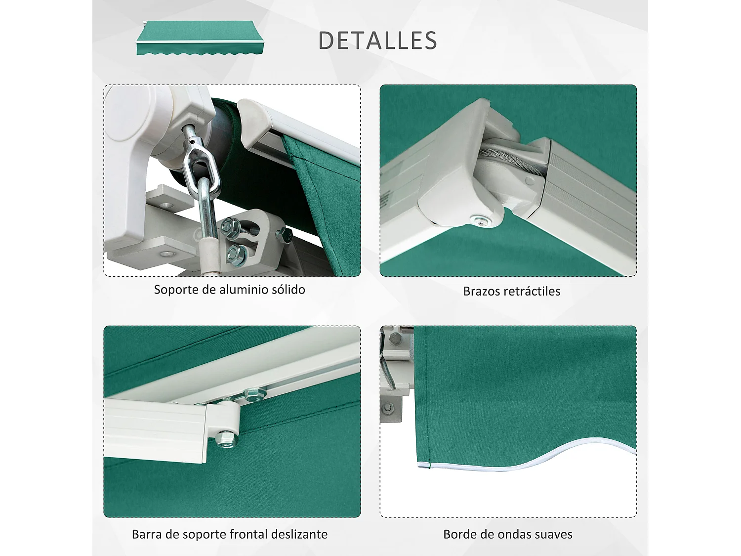 Toldo manual plegable verde 395x245 cm Outsunny
