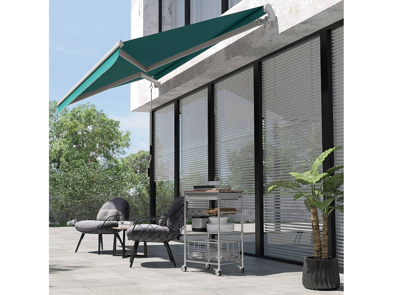 Toldo manual plegable verde 395x245 cm Outsunny