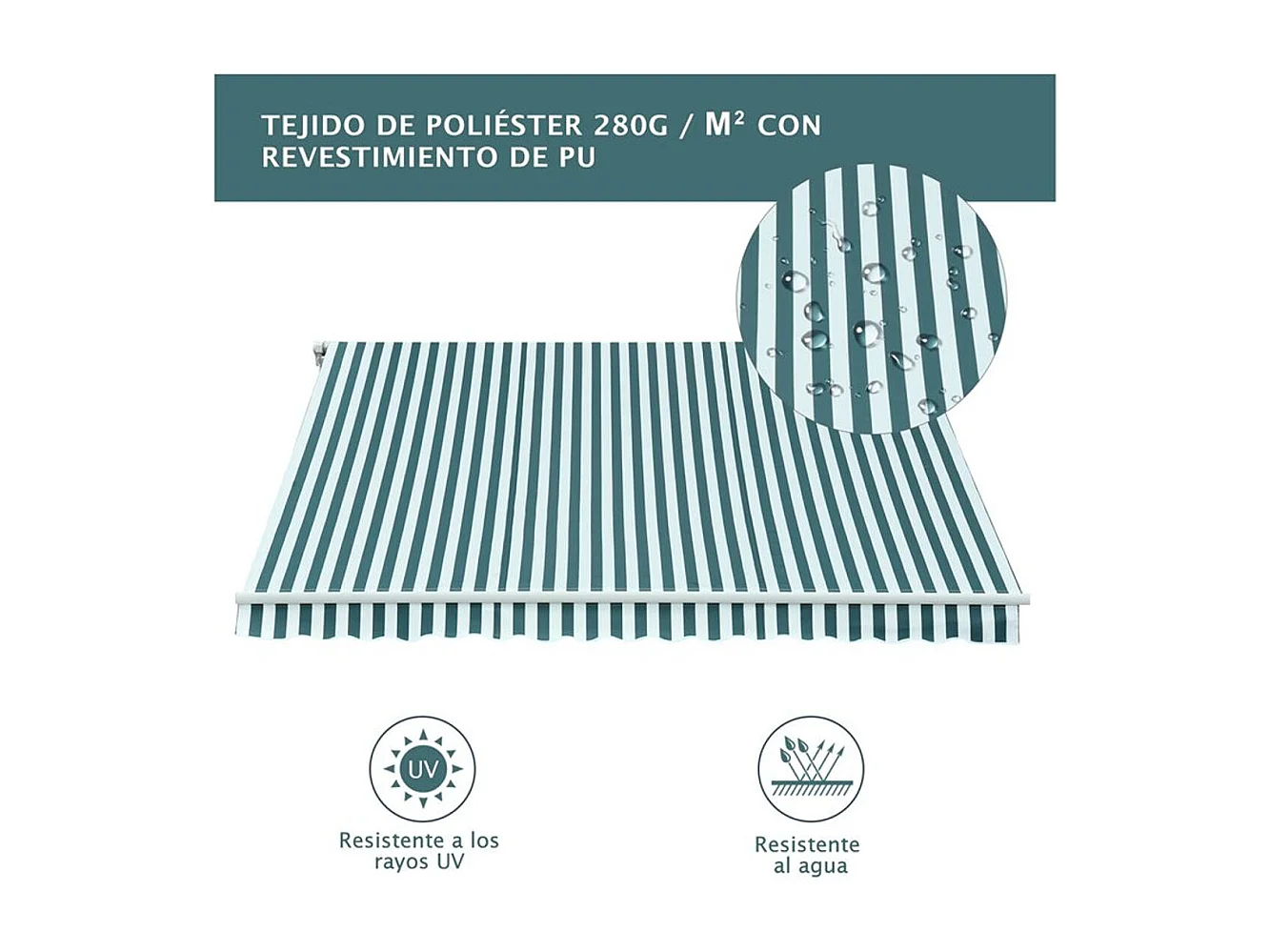 Toldo manual plegable verde y blanco 295x250 cm Outsunny