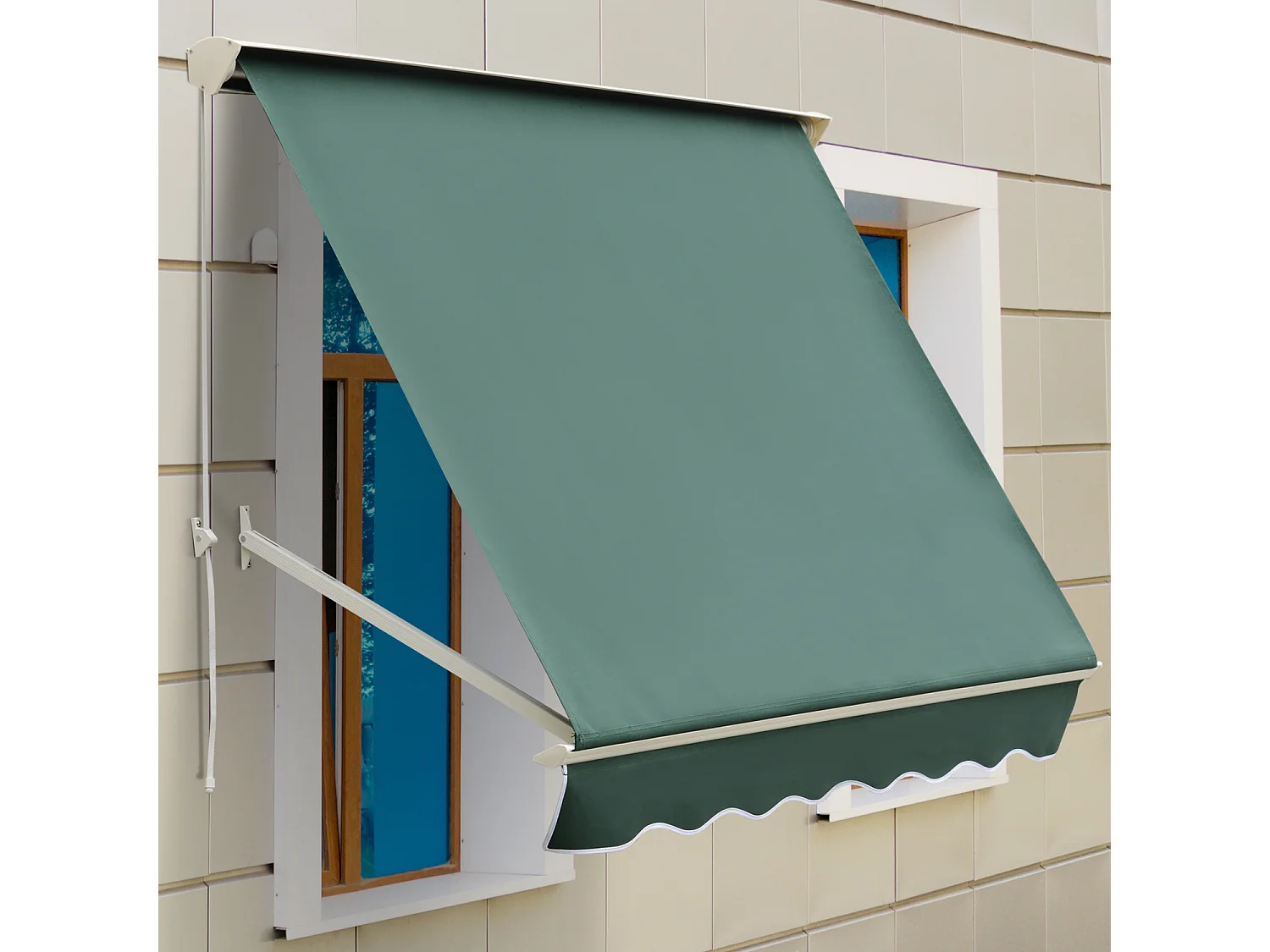 Toldo de ventana verde 180x70x0 cm Outsunny