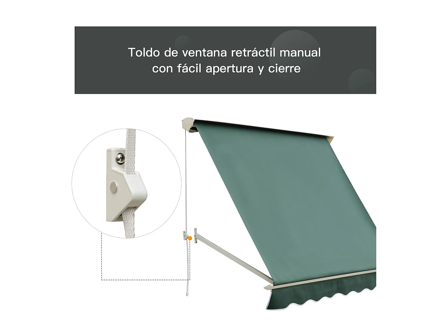 Toldo de ventana verde 180x70x0 cm Outsunny