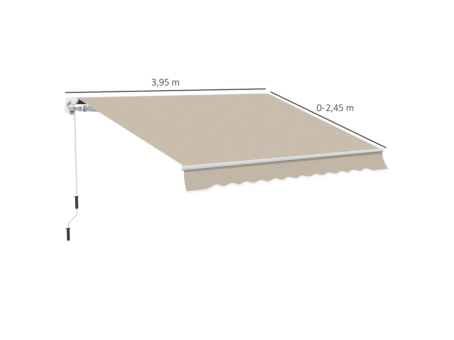 Toldo manual plegable beige 395x245 cm Outsunny