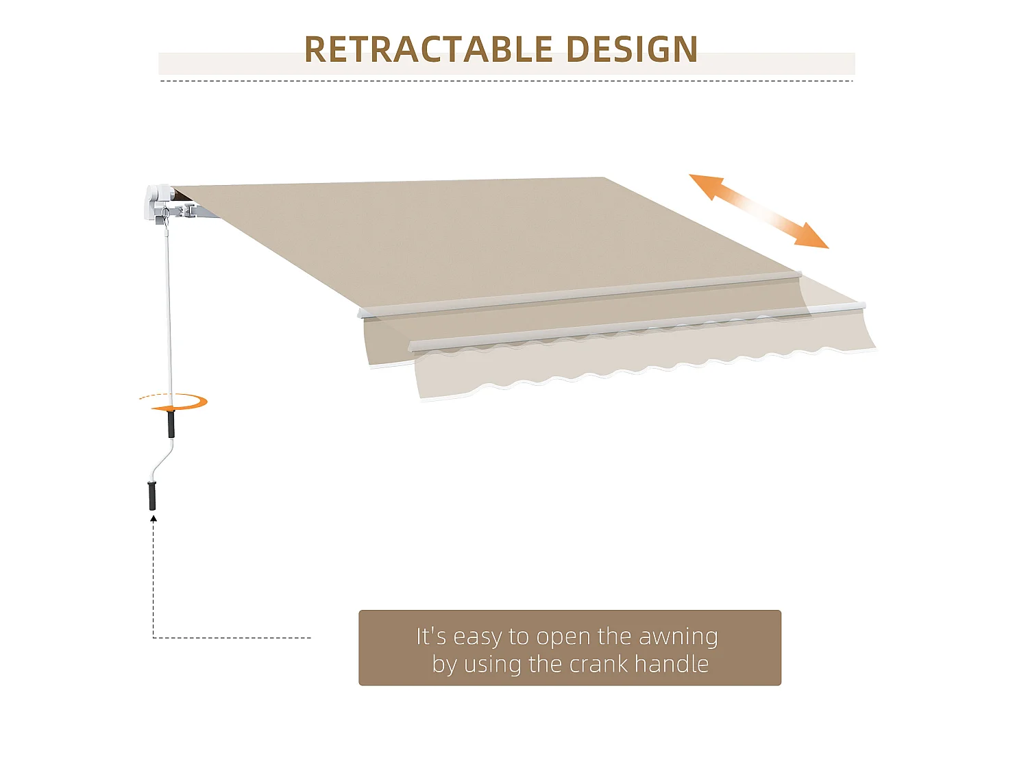 Toldo manual plegable beige 395x245 cm Outsunny