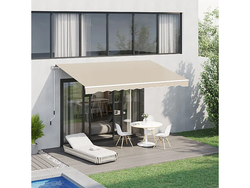 Toldo manual plegable beige 395x245 cm Outsunny