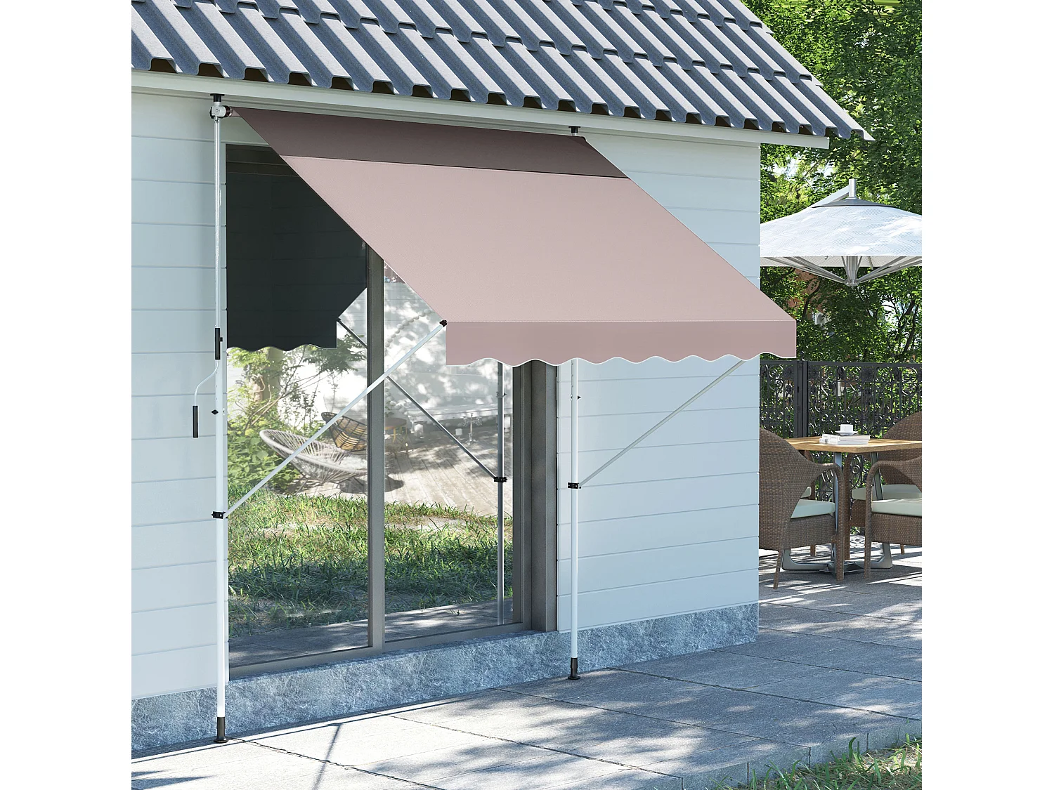 Toldo manual retráctil beige 200x150x280 cm Outsunny