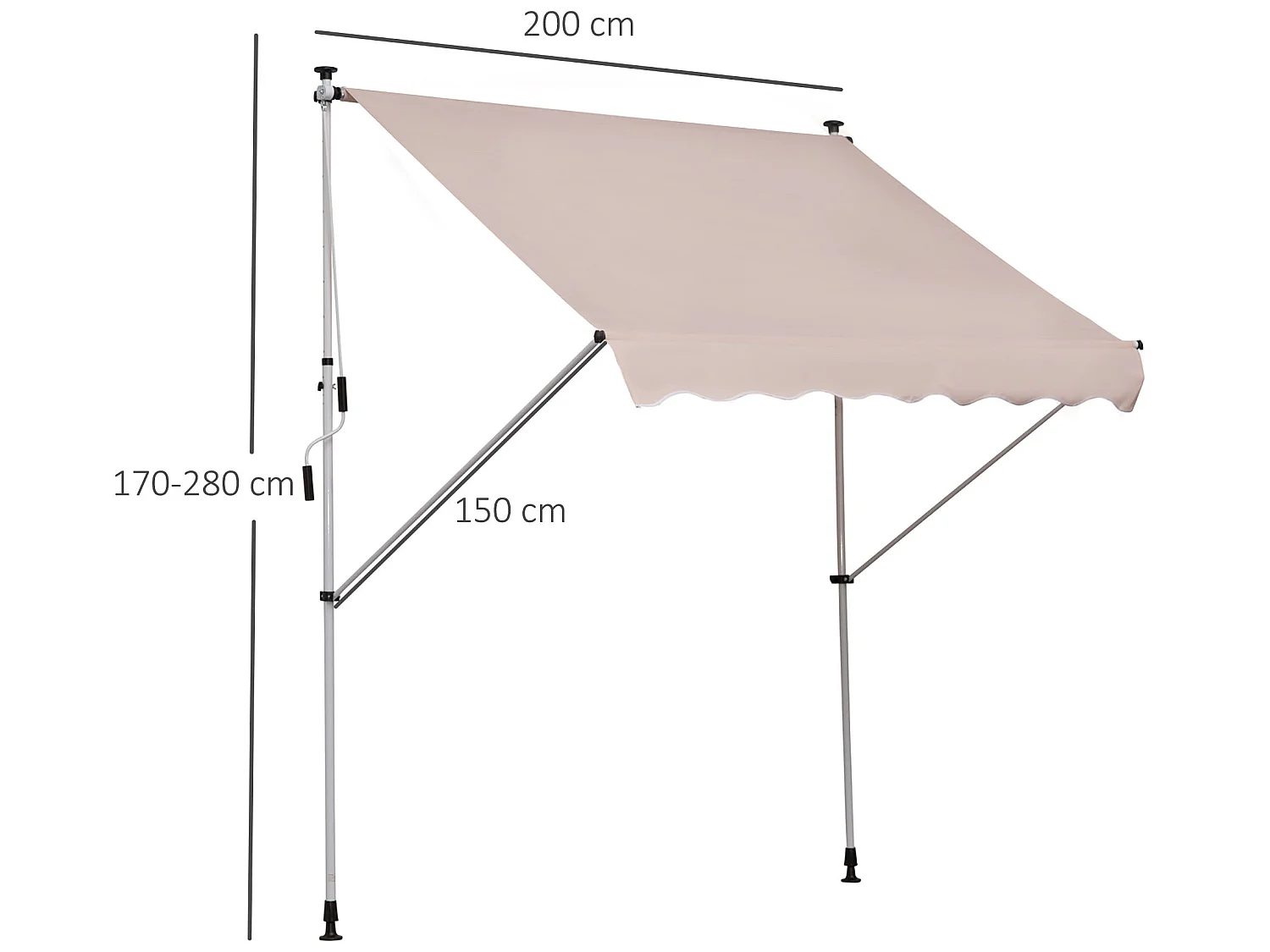 Toldo manual retráctil beige 200x150x280 cm Outsunny