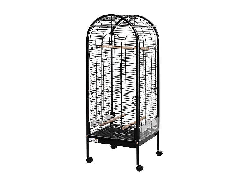 Jaula para pájaros negro y dorado 54x54x151 cm PawHut