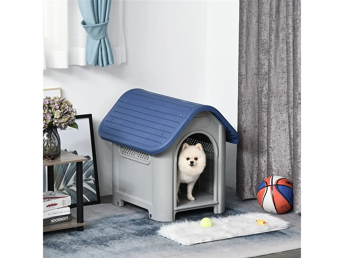 Caseta para perros azul y gris 59x75x66 cm PawHut