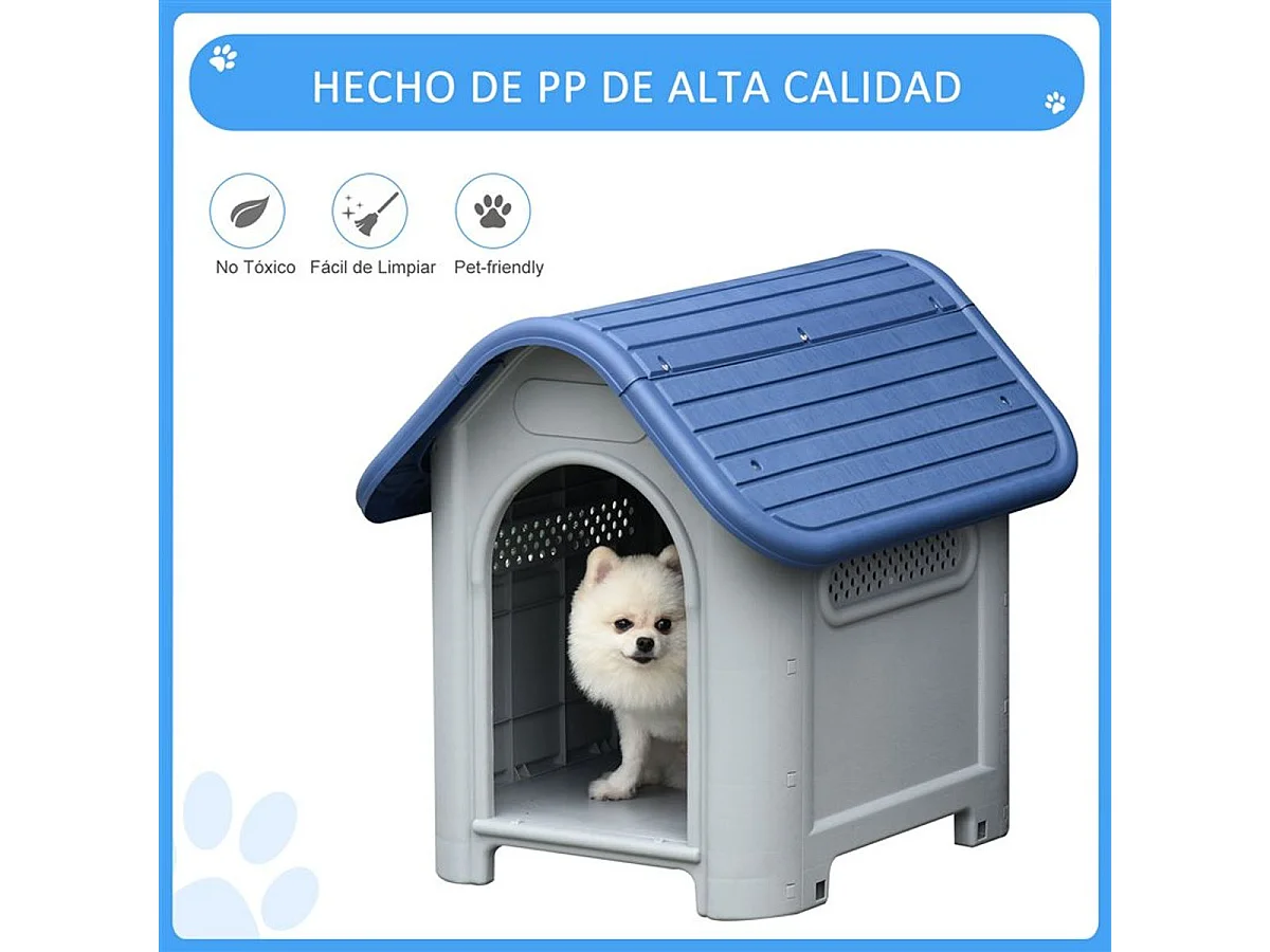 Caseta para perros azul y gris 59x75x66 cm PawHut
