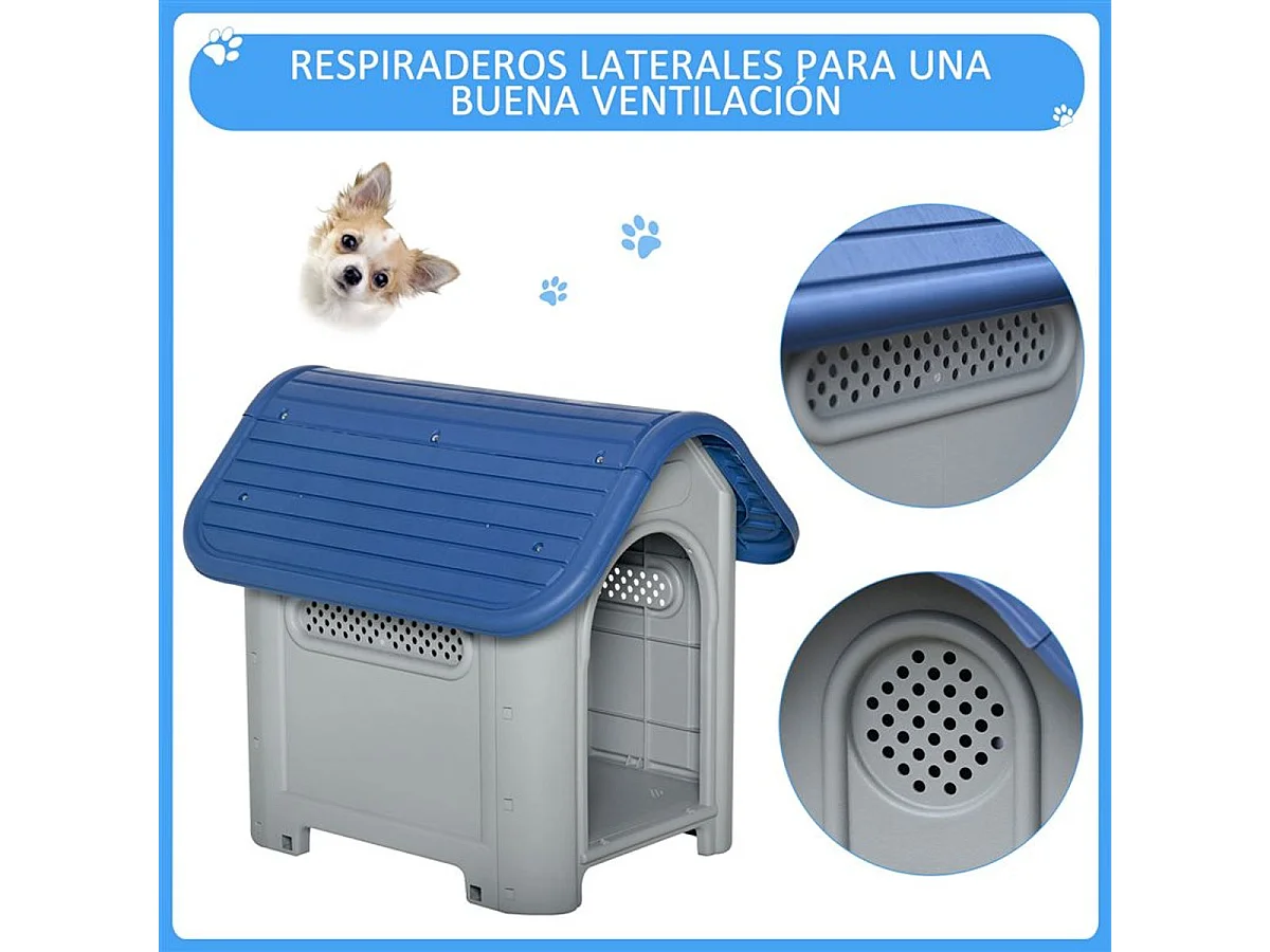 Caseta para perros azul y gris 59x75x66 cm PawHut