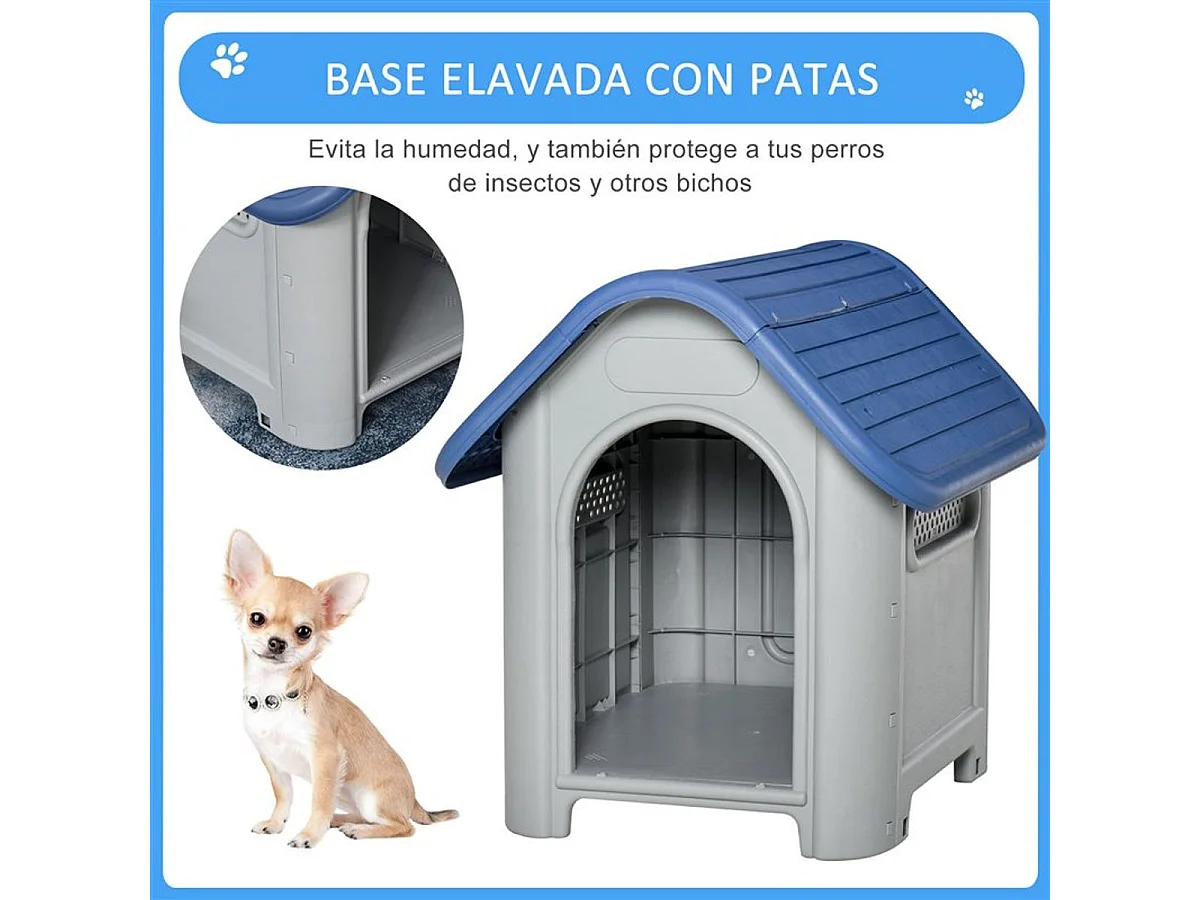 Caseta para perros azul y gris 59x75x66 cm PawHut