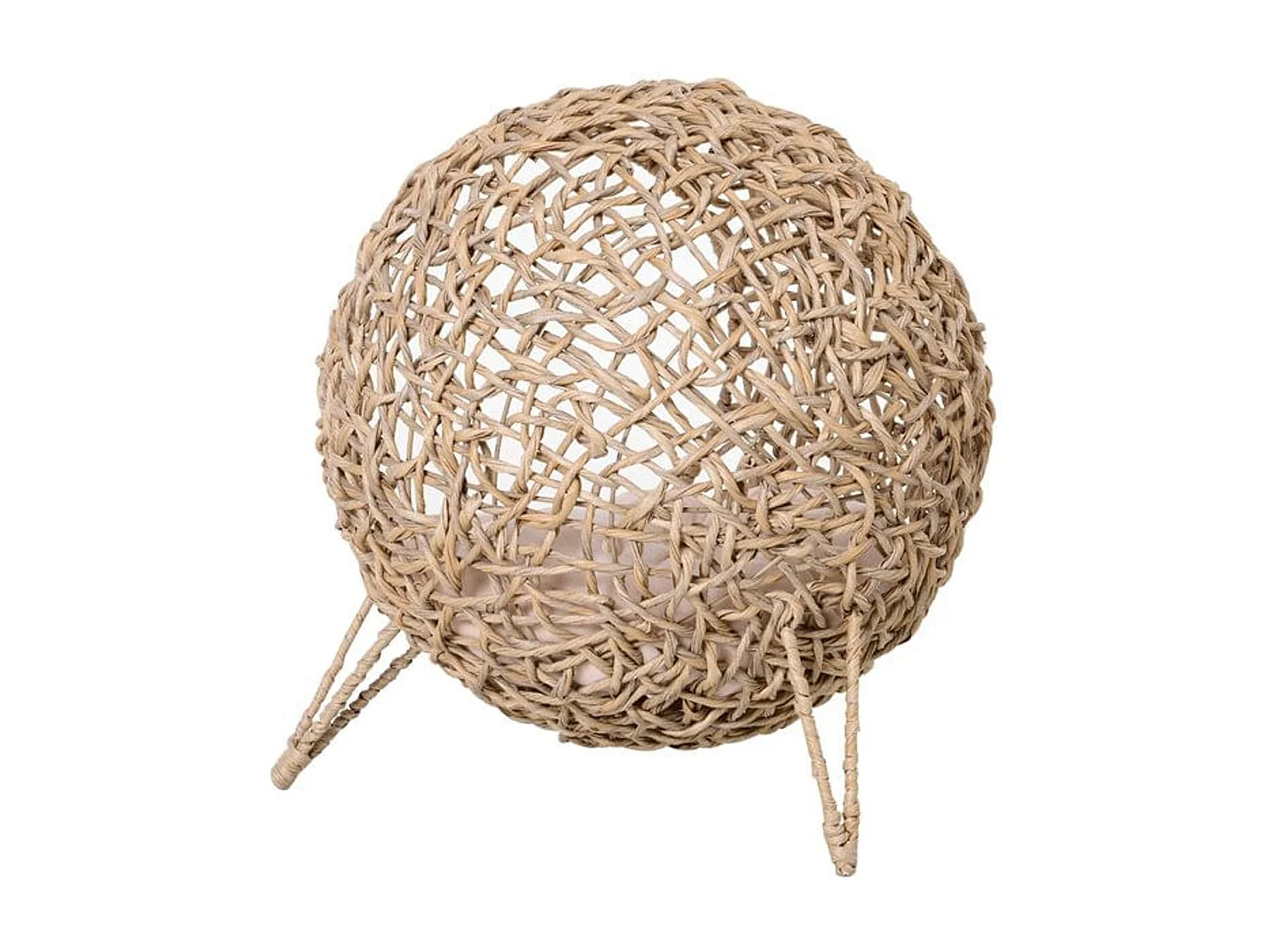 Casa de gato de ratán madera natural 52x58 cm PawHut