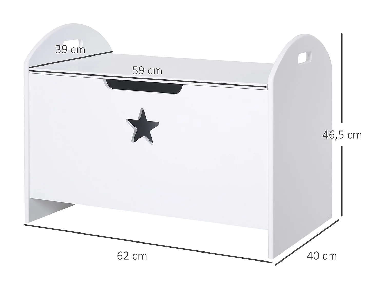Organizador de juguete de niño blanco 62x40x46.5 cm HOMCOM