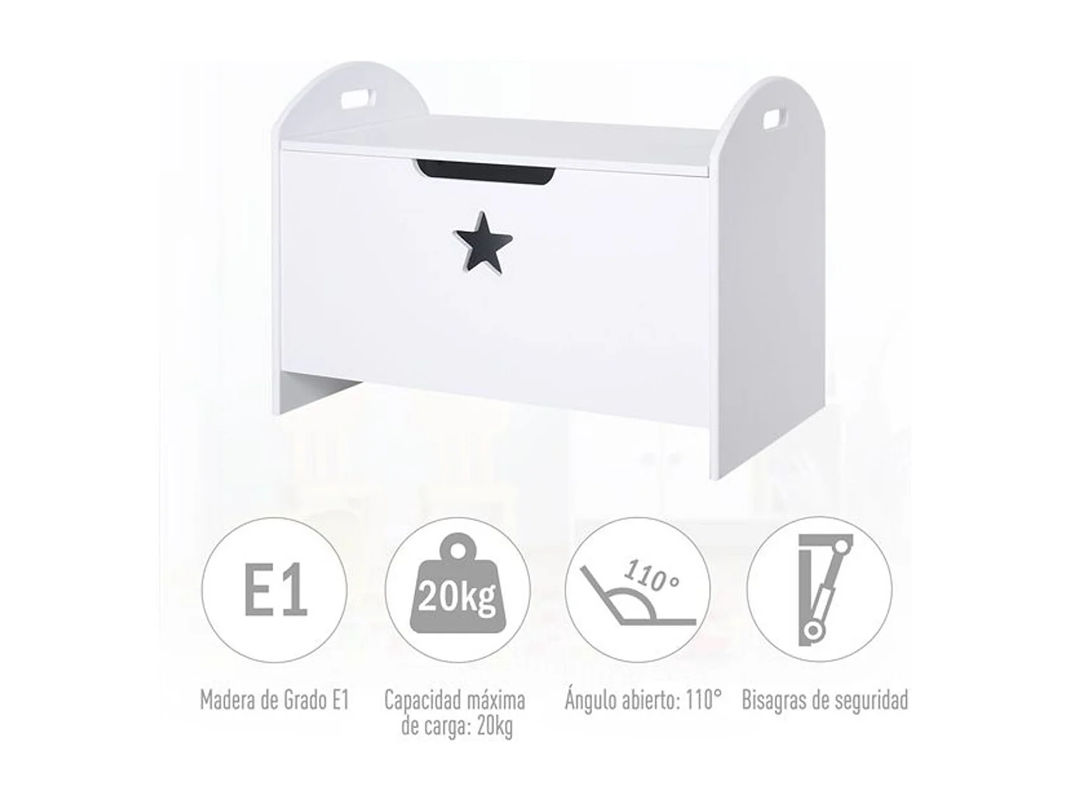 Organizador de juguete de niño blanco 62x40x46.5 cm HOMCOM