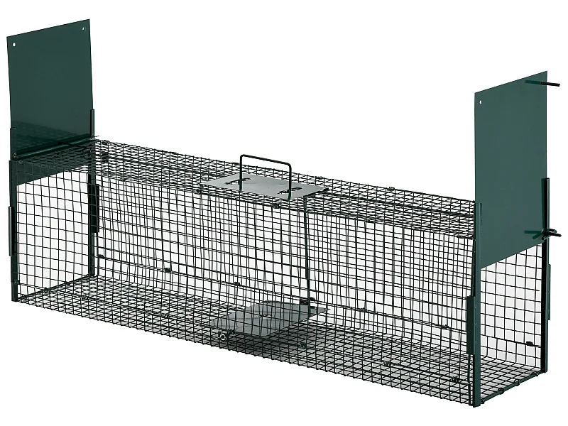 Trampa para animales vivos verde oscuro 100 x 25 x 28cm PawHut