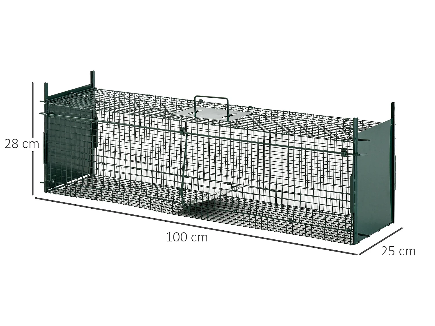 Trampa para animales vivos verde oscuro 100 x 25 x 28cm PawHut