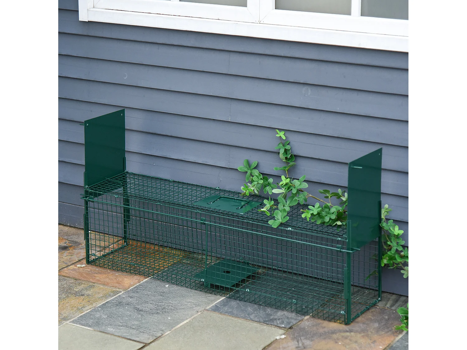 Trampa para animales vivos verde oscuro 100 x 25 x 28cm PawHut