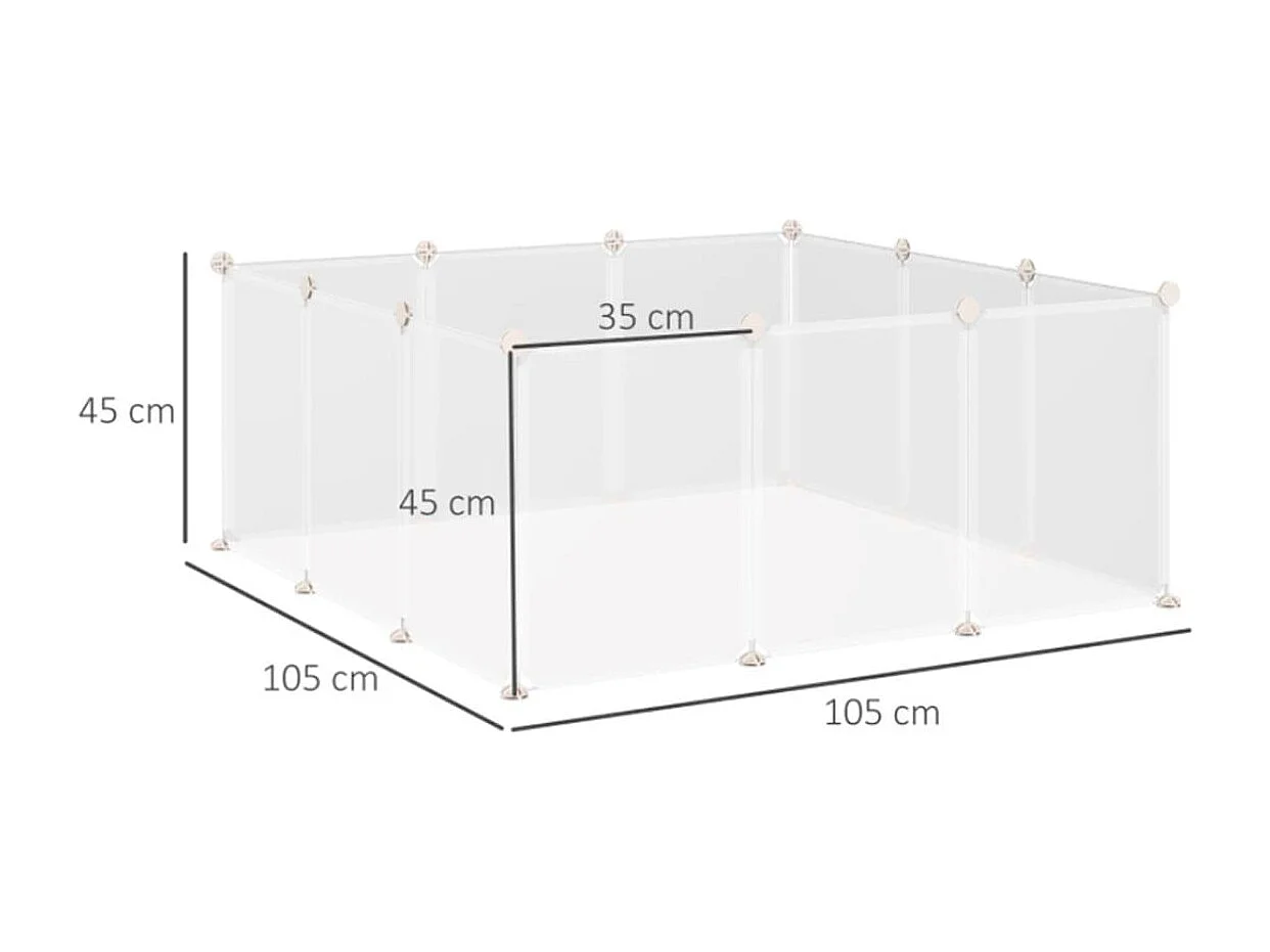Valla para animales pequeños blanco 105x105x45 cm PawHut