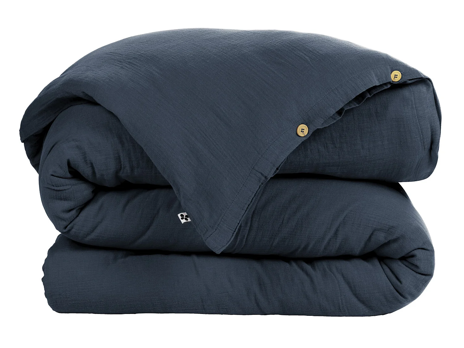 Housse de couette Double Gaze Coton 260 x 240 cm Gaia Bleu marine