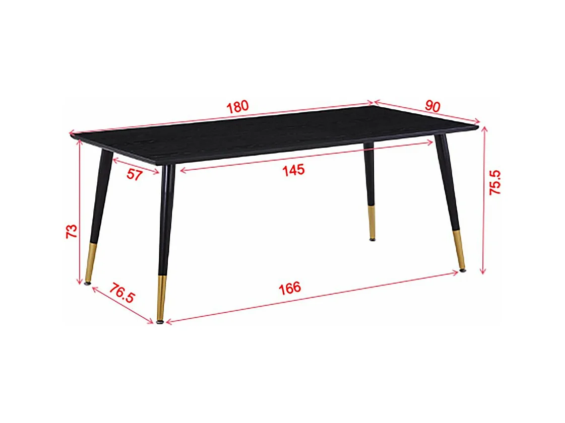 Table à Manger Design "Dipp" 180cm Noir & Or