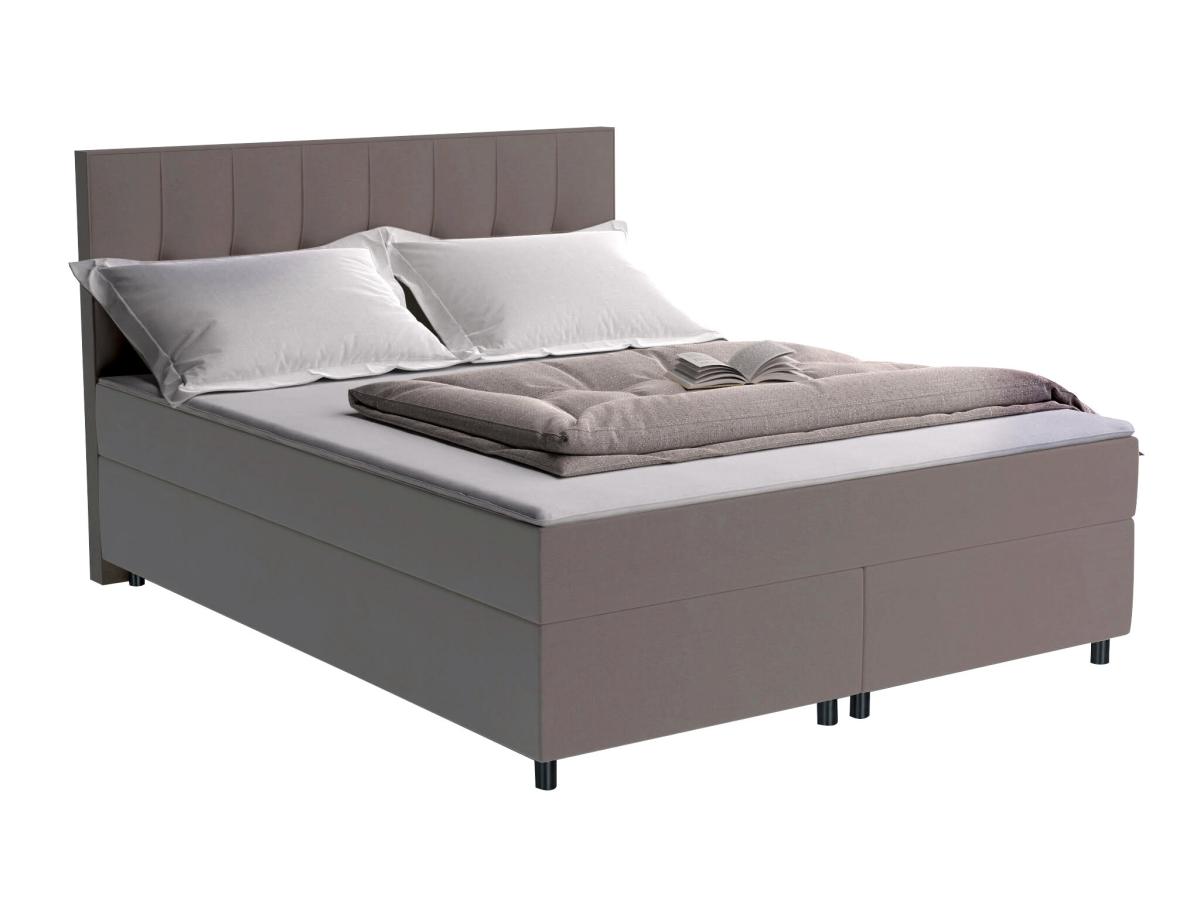 Boxspringbett mit gestepptem Kopfteil + Lattenroste + Matratzen + Topper - günstig online kaufen