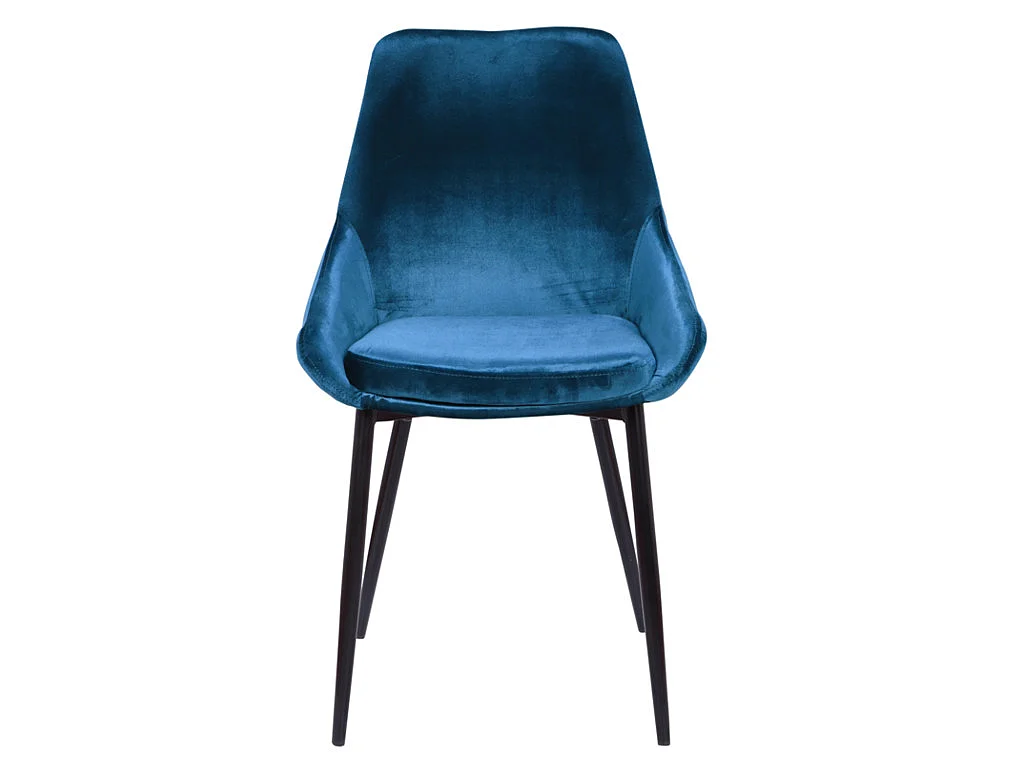 Lot de 6 chaises - Velours et métal noir - Bleu nuit - MASURIE