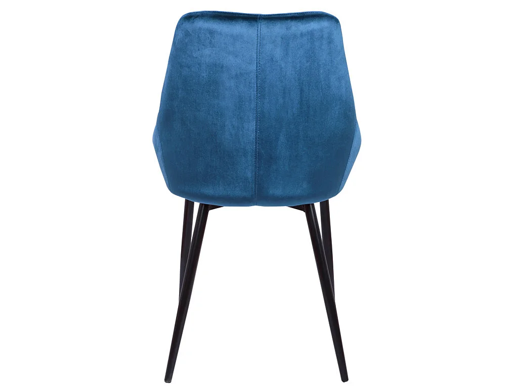 Lot de 6 chaises - Velours et métal noir - Bleu nuit - MASURIE