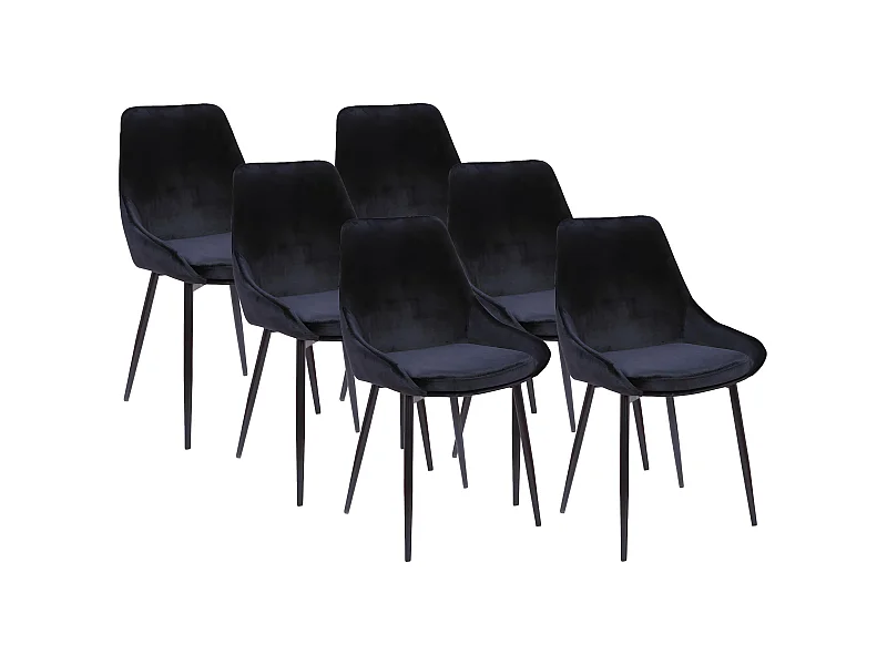 Lotto di 6 sedie MASURIE - Velluto - Nero
