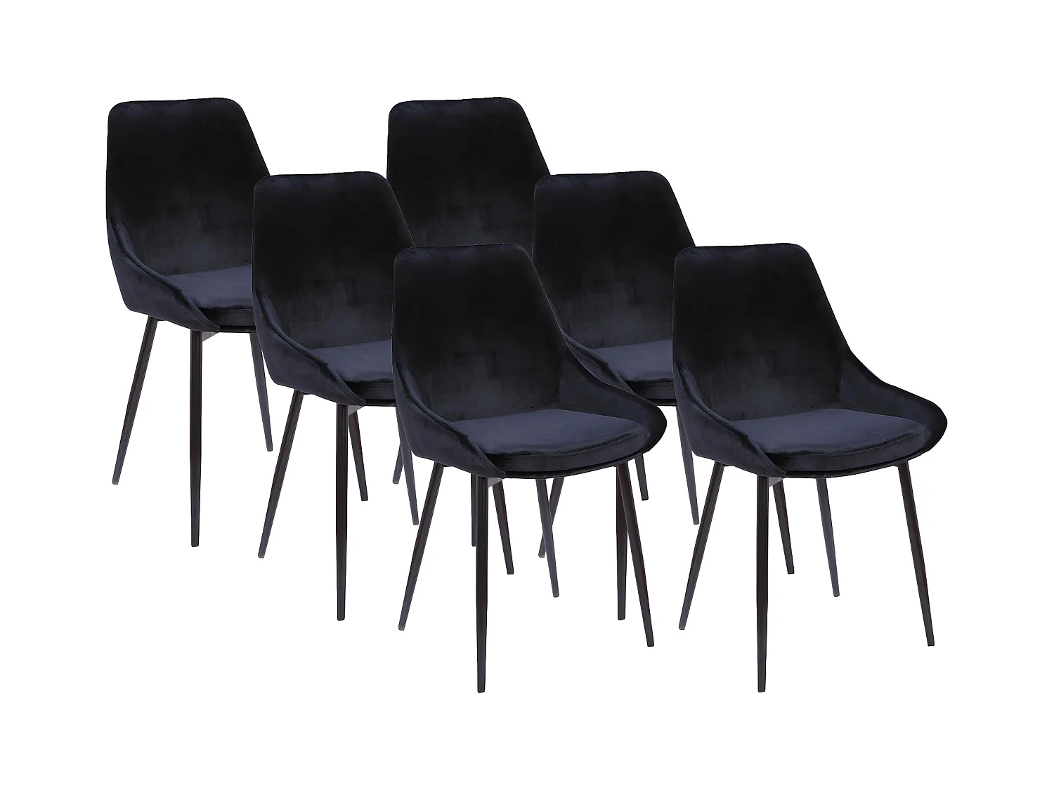 Zestaw 6 krzeseł MASURIE – Welur – Kolor czarny
