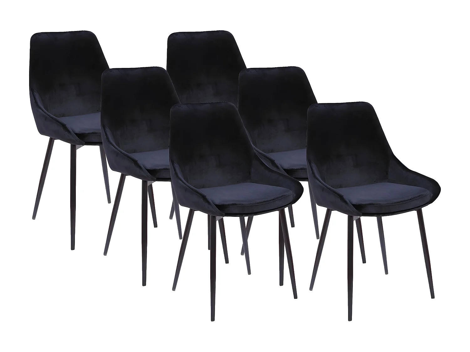 Set van 6 stoelen MASURIE - Fluweel - Zwart