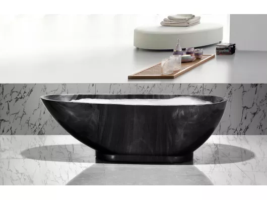 Kauf Unique Freistehende Badewanne Marmor-Optik - 180 x 85 x 58 cm - Schwarz - MARBELA