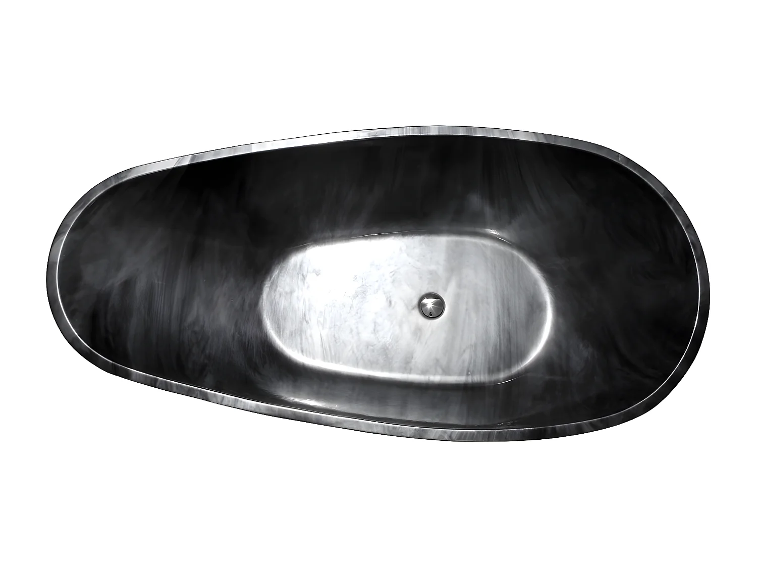 Baignoire îlot MARBELA - 190 L - 180*85*58cm - Effet Marbre - Noir