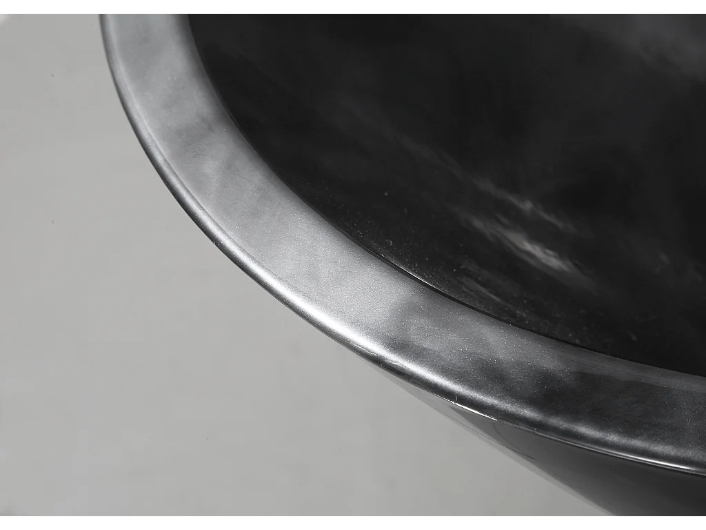 Baignoire îlot MARBELA - 190 L - 180*85*58cm - Effet Marbre - Noir