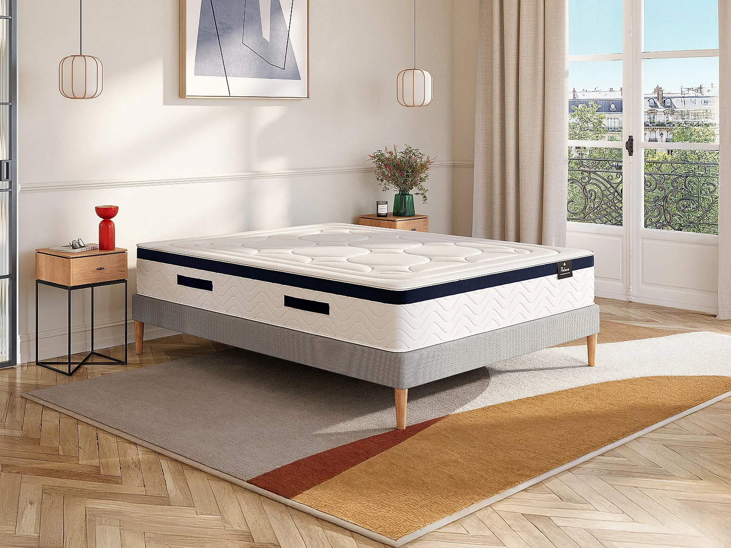 Matelas 160 x 200 cm hybride ressorts ensachés 7 zones et mémoire de forme ép.30cm - MARQUIS de PALACIO