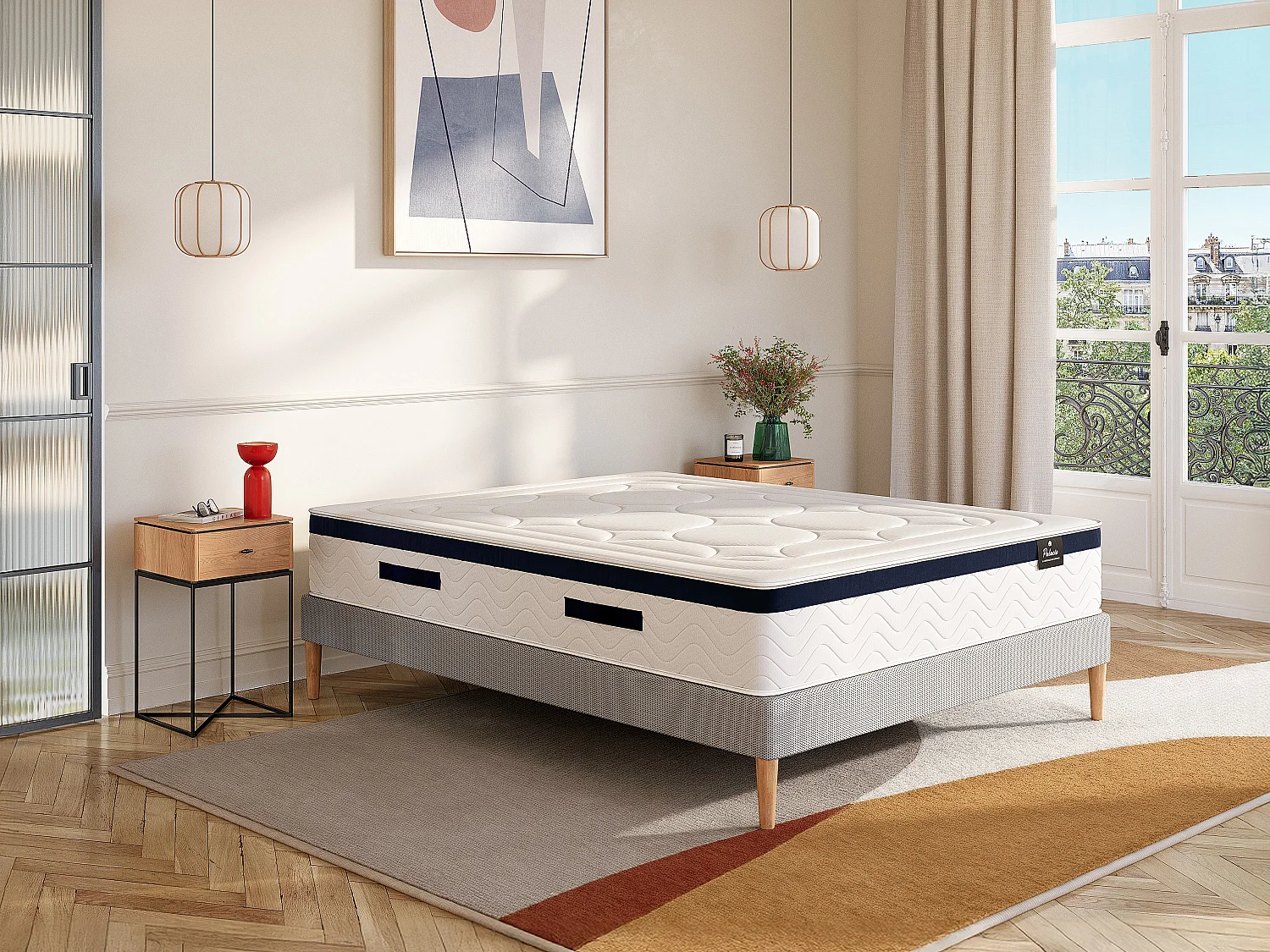Matelas 160 x 200 cm hybride ressorts ensachés 7 zones et mémoire de forme ép.30cm - MARQUIS de PALACIO