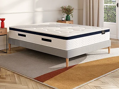 Materasso matrimoniale ibrido a molle insacchettate memory foam motivo singolo 160 x 200 cm sp.30 cm Blu - MARQUIS di  PALACIO
