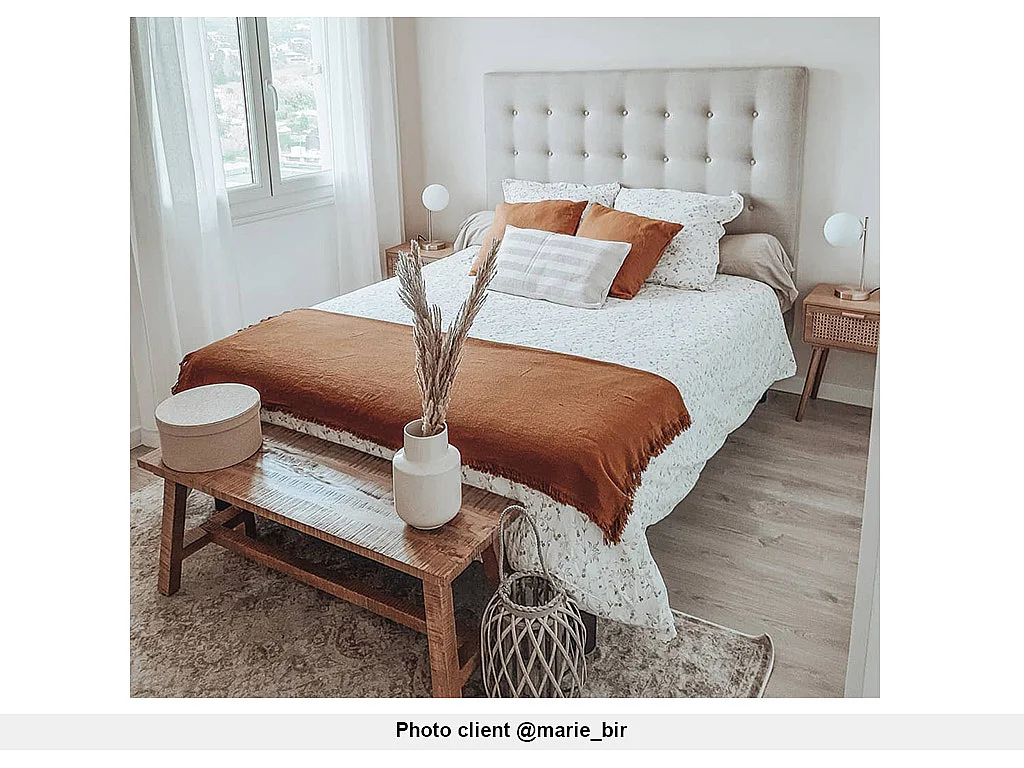 Tête de lit capitonnée - 160 cm - Tissu - Beige - FRANCESCO