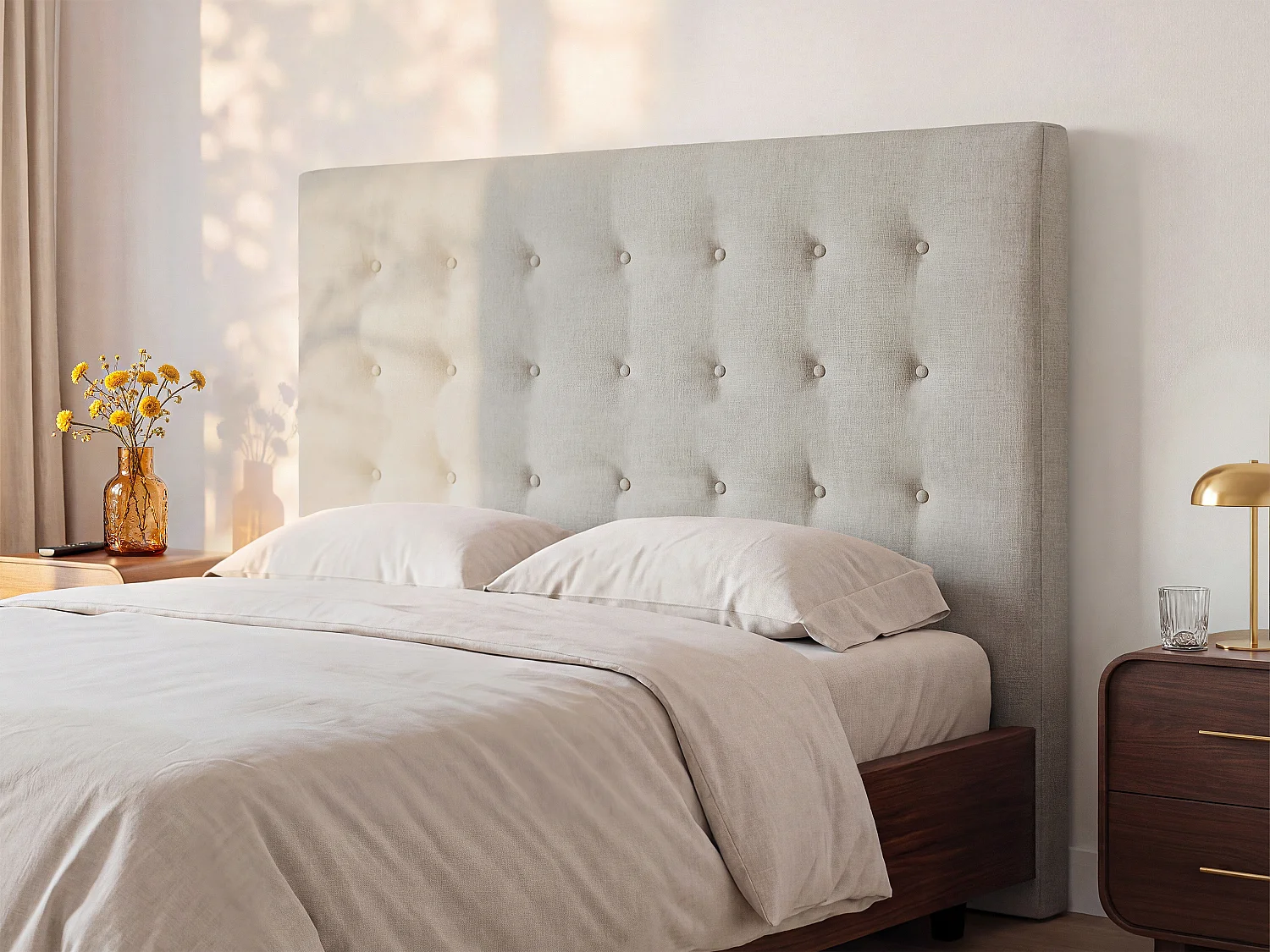 Testata trapuntata 160 cm Tessuto Beige - FRANCESCO