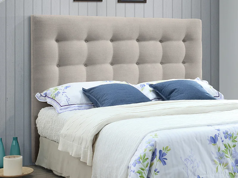Tête de lit capitonnée - 140 cm - Tissu - Beige - FRANCESCO