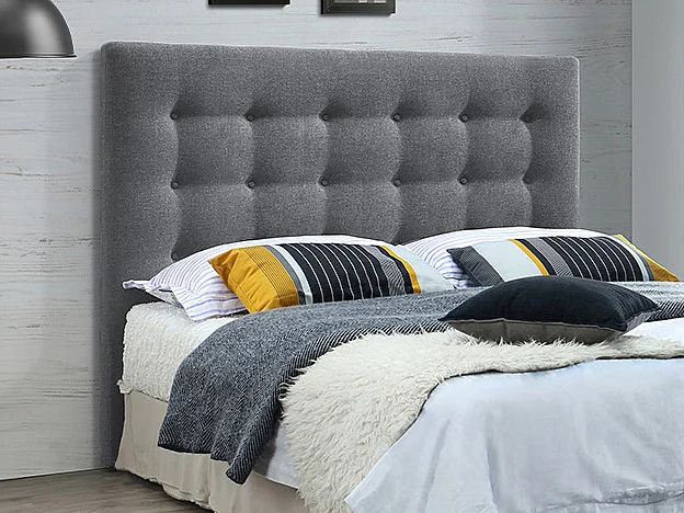 Tête de lit capitonnée - 140 cm - Tissu - Gris - FRANCESCO