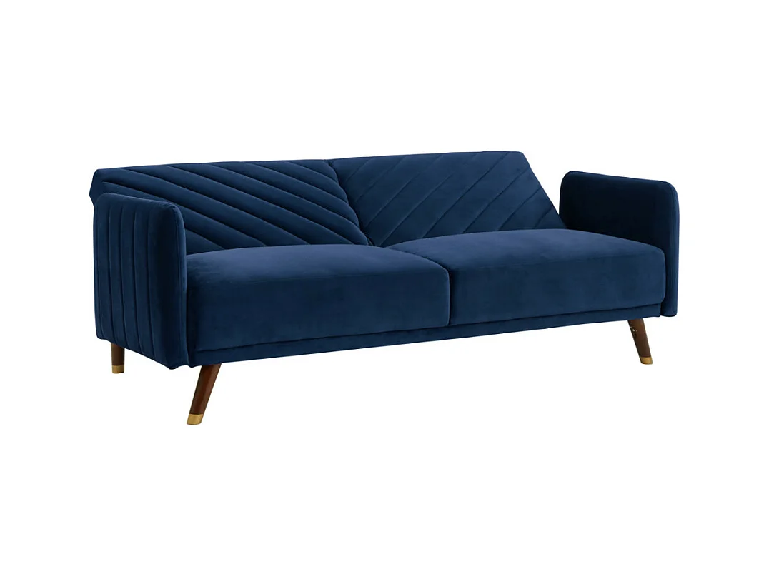 Divano letto clic clac 3 posti in velluto Blu notte - JORIS